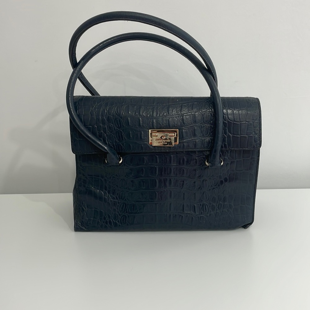 Kate Spade navy blue crocodile shoulder bag
